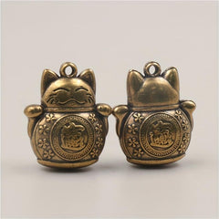 Brass Lucky Cat Keychain Pendant Zodiac Ornament Accessories