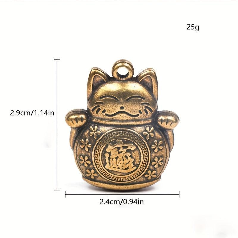 Brass Lucky Cat Keychain Pendant Zodiac Ornament Accessories