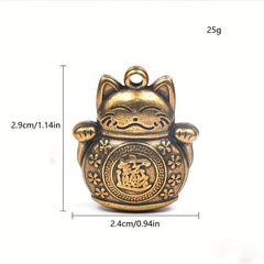 Brass Lucky Cat Keychain Pendant Zodiac Ornament Accessories