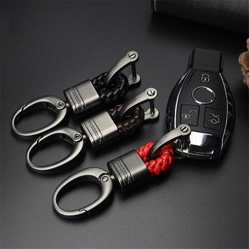 Hand Woven Horseshoe Buckle Keychain Car Keyring Gift Auto Accessories