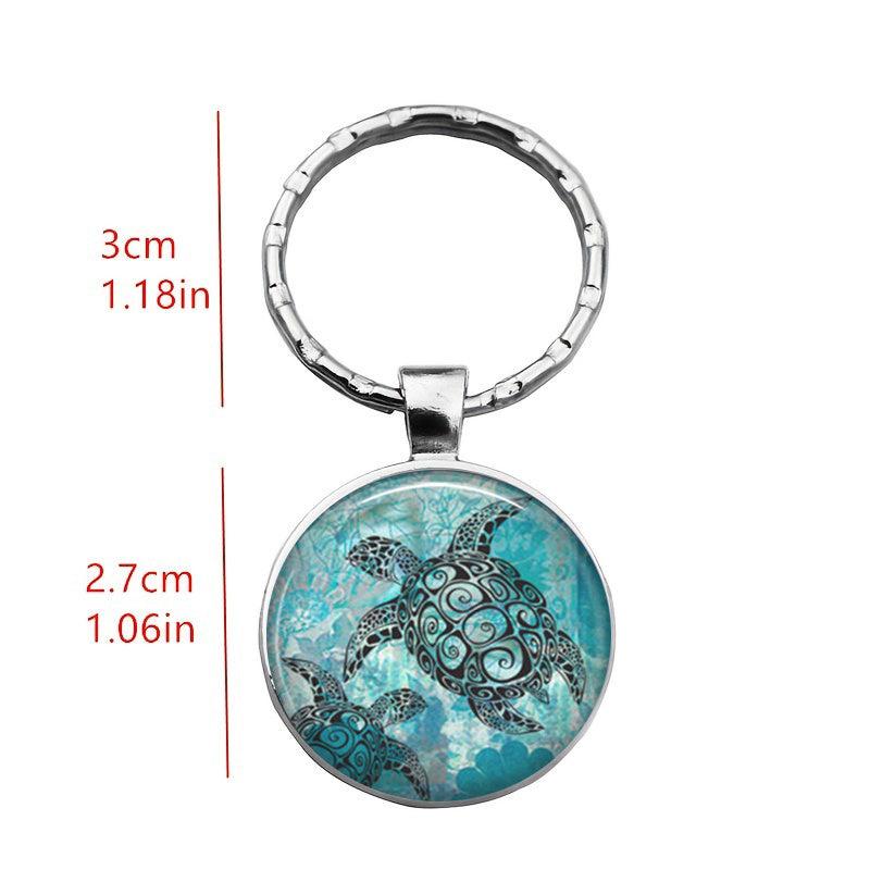 Turtle Time Gemstone Keychain Necklace Set
