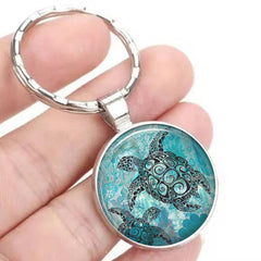 Turtle Time Gemstone Keychain Necklace Set