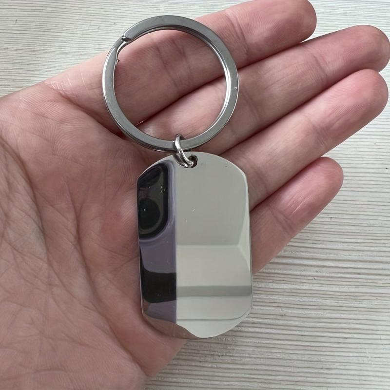 Men's ID Dog Tag Stainless Steel Keychain Military Army Keyring For Men