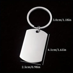 Men's ID Dog Tag Stainless Steel Keychain Military Army Keyring For Men