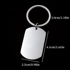 Men's ID Dog Tag Stainless Steel Keychain Military Army Keyring For Men