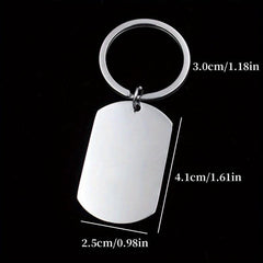 Men's ID Dog Tag Stainless Steel Keychain Military Army Keyring For Men