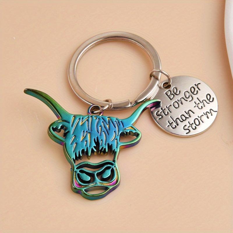 Colorful Cow Head Keychain For Men