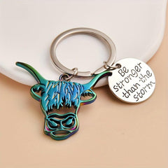 Colorful Cow Head Keychain For Men