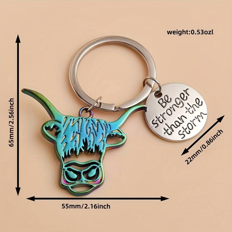Colorful Cow Head Keychain For Men