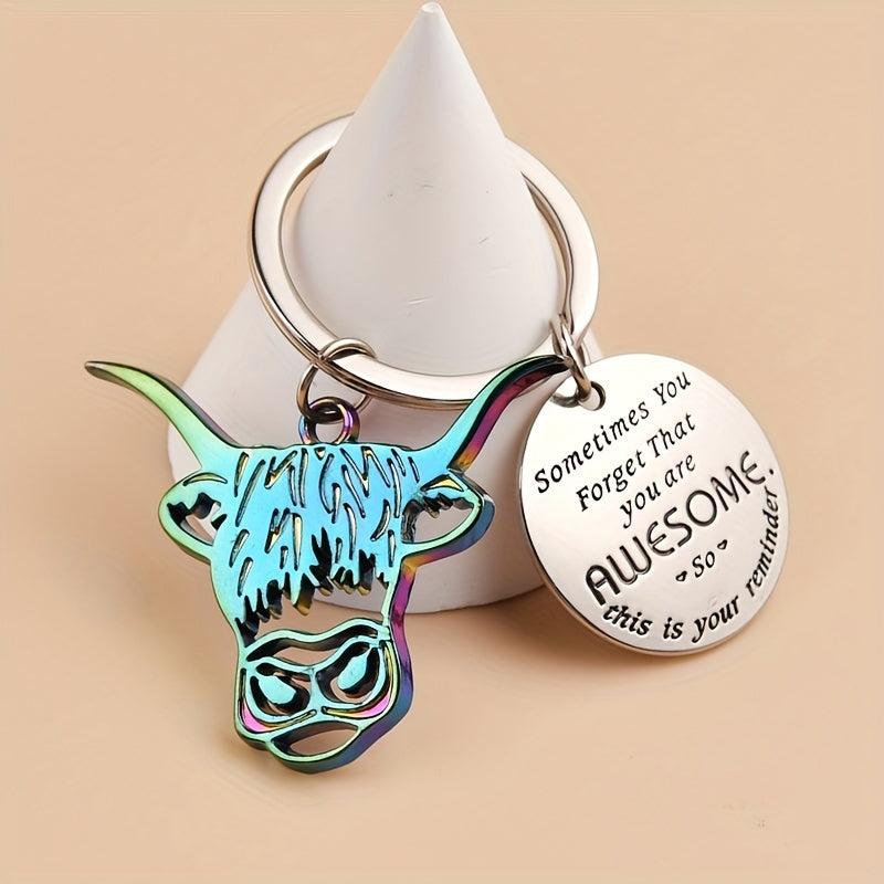 Colorful Cow Head Keychain For Men