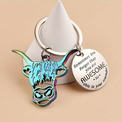 Colorful Cow Head Keychain For Men