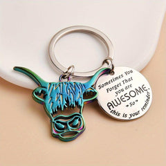 Colorful Cow Head Keychain For Men
