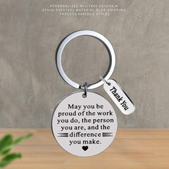 1pc THANK YOU Stainless Steel Keychain Thanksgiving Gift