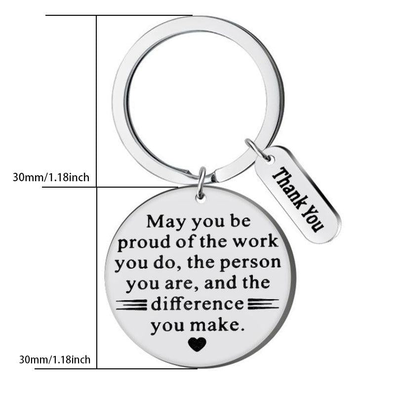 1pc THANK YOU Stainless Steel Keychain Thanksgiving Gift