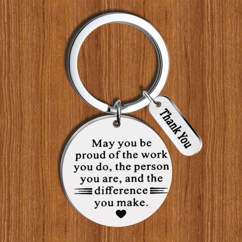 1pc THANK YOU Stainless Steel Keychain Thanksgiving Gift