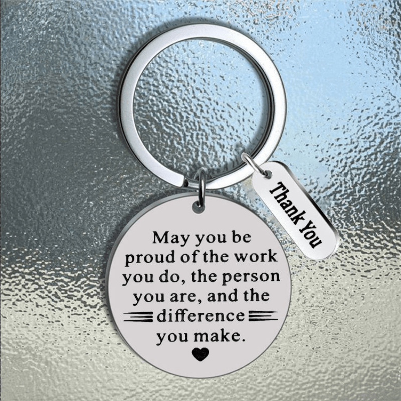 1pc THANK YOU Stainless Steel Keychain Thanksgiving Gift