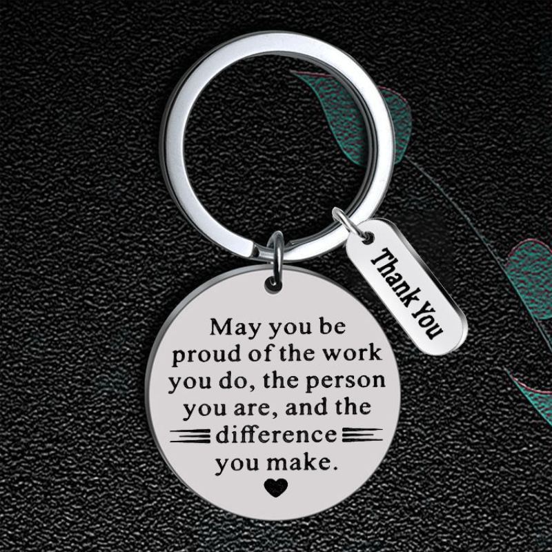 1pc THANK YOU Stainless Steel Keychain Thanksgiving Gift