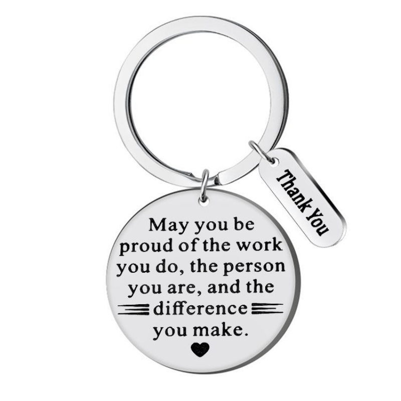 1pc THANK YOU Stainless Steel Keychain Thanksgiving Gift