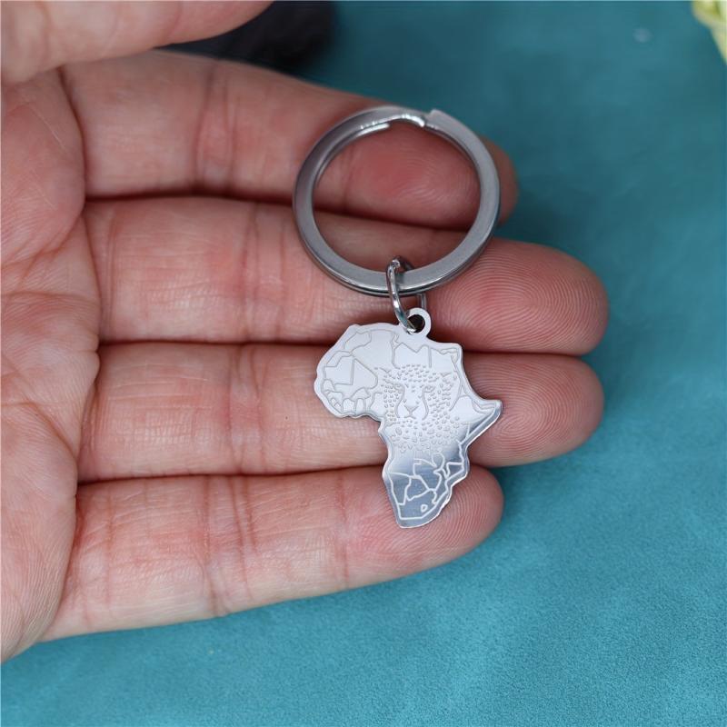 African American Map Keychain Africa Map With Tiger Face Pendant Key Chains