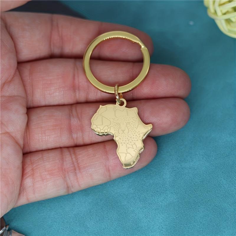 African American Map Keychain Africa Map With Tiger Face Pendant Key Chains