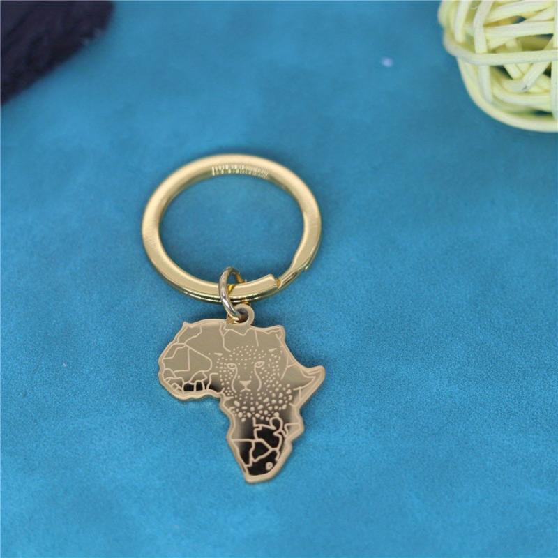 African American Map Keychain Africa Map With Tiger Face Pendant Key Chains
