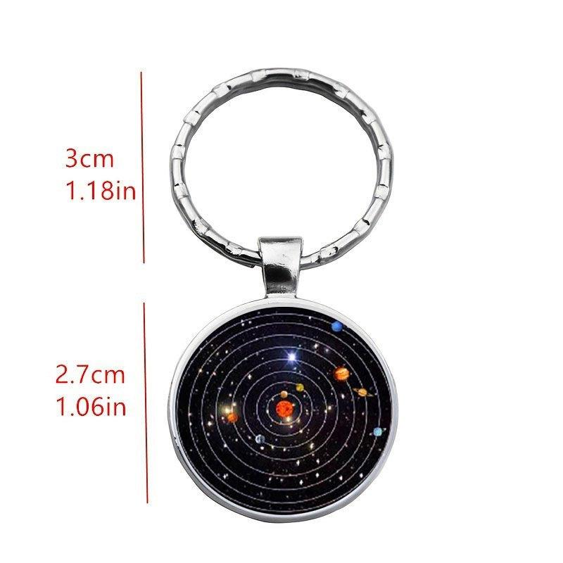 Solar System Time Gem Keychain Necklace