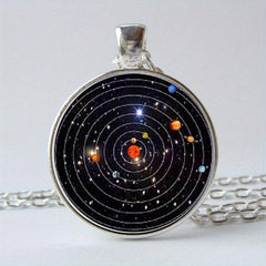 Solar System Time Gem Keychain Necklace