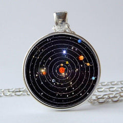Solar System Time Gem Keychain Necklace