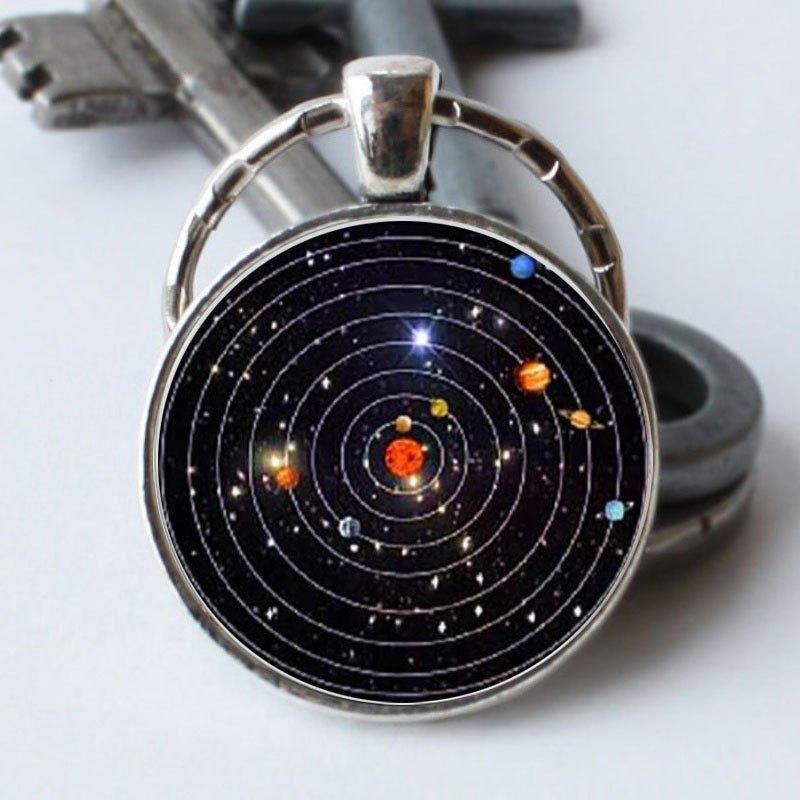 Solar System Time Gem Keychain Necklace