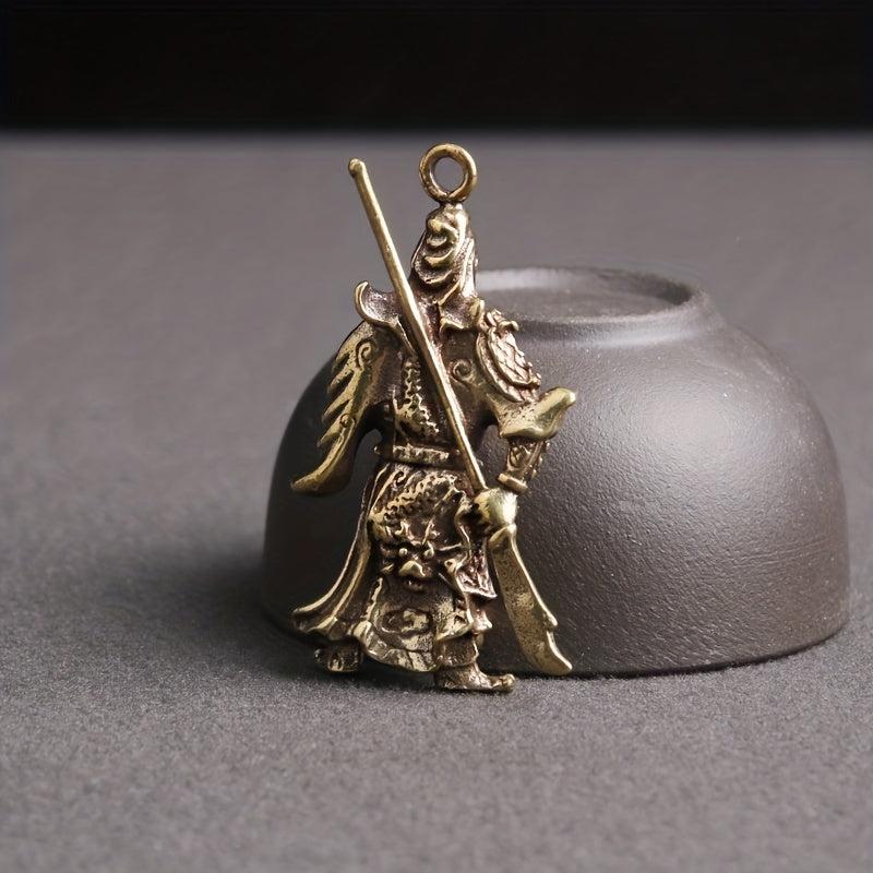God Of Wealth Brass Guan Gong Key Chain Pendant