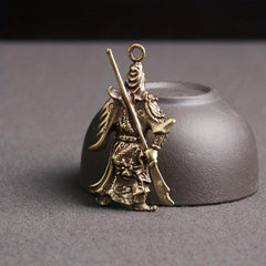 God Of Wealth Brass Guan Gong Key Chain Pendant