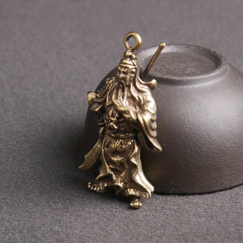 God Of Wealth Brass Guan Gong Key Chain Pendant