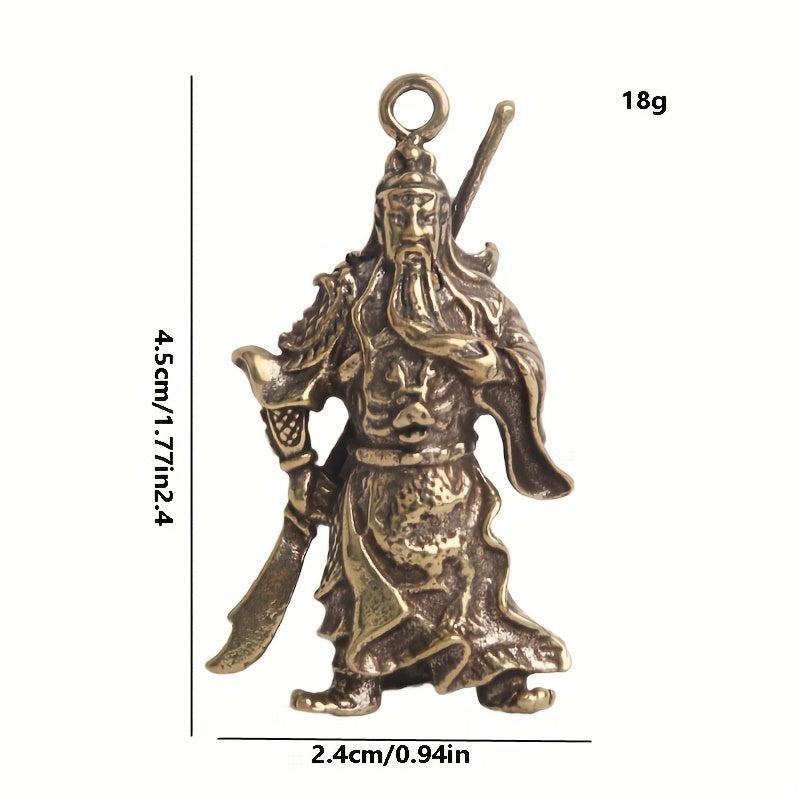 God Of Wealth Brass Guan Gong Key Chain Pendant