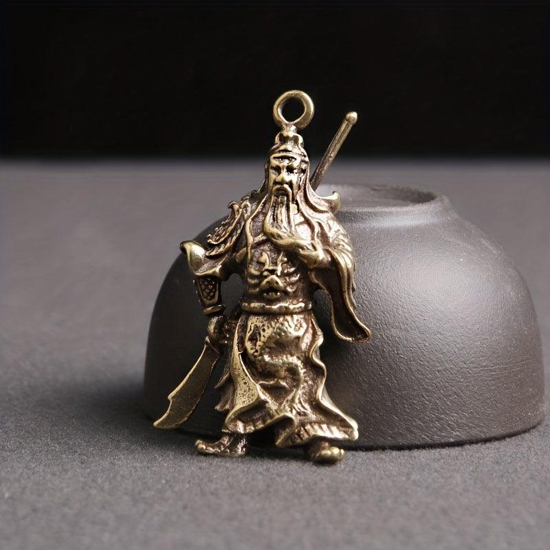 God Of Wealth Brass Guan Gong Key Chain Pendant
