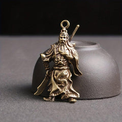 God Of Wealth Brass Guan Gong Key Chain Pendant