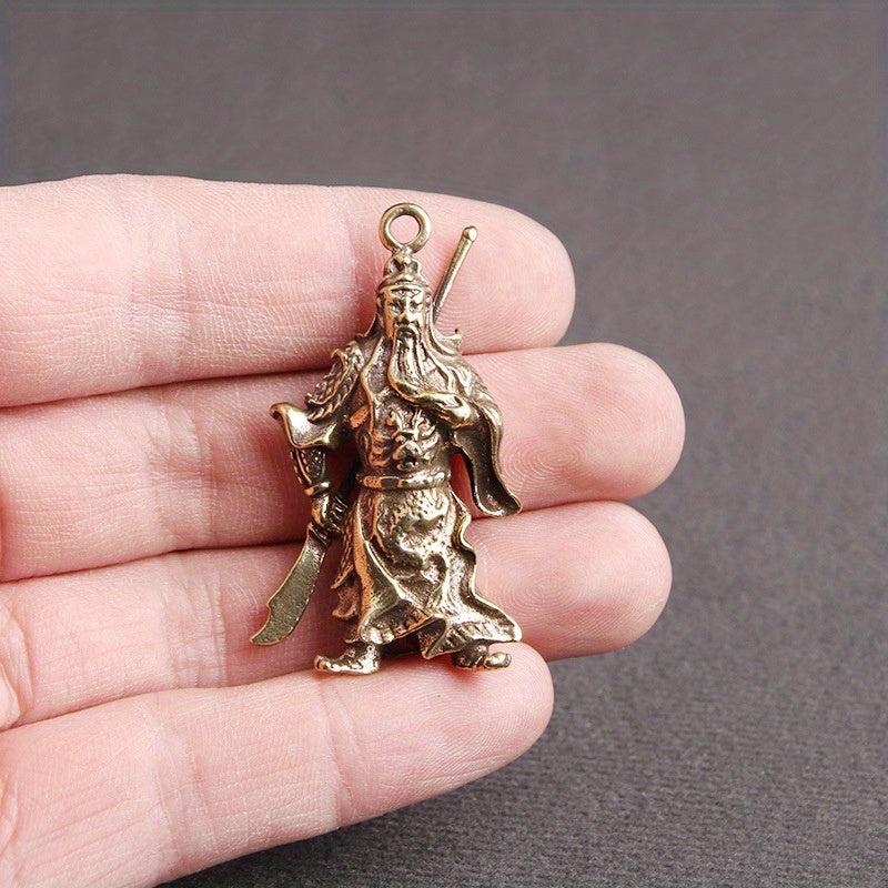 God Of Wealth Brass Guan Gong Key Chain Pendant