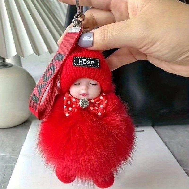 Fluffy Baby Keychain Plush Doll Cute Doll Keychain Car Keychain Gift