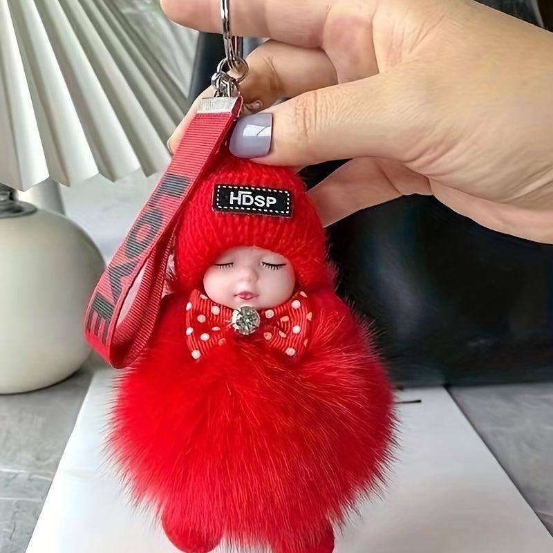 Fluffy Baby Keychain Plush Doll Cute Doll Keychain Car Keychain Gift