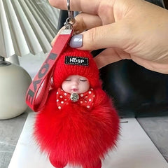 Fluffy Baby Keychain Plush Doll Cute Doll Keychain Car Keychain Gift