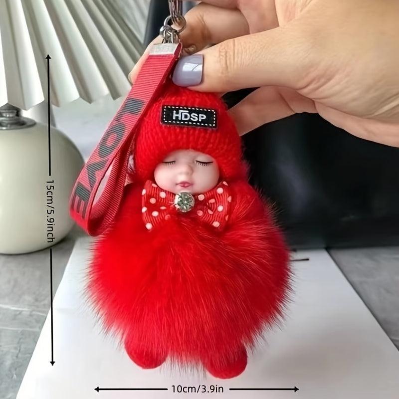 Fluffy Baby Keychain Plush Doll Cute Doll Keychain Car Keychain Gift