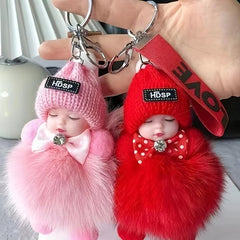 Fluffy Baby Keychain Plush Doll Cute Doll Keychain Car Keychain Gift