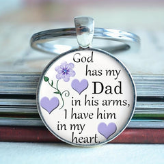 God Holds My Dad In Pocket Keychain - Memorial Keyring