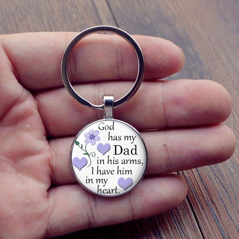God Holds My Dad In Pocket Keychain - Memorial Keyring