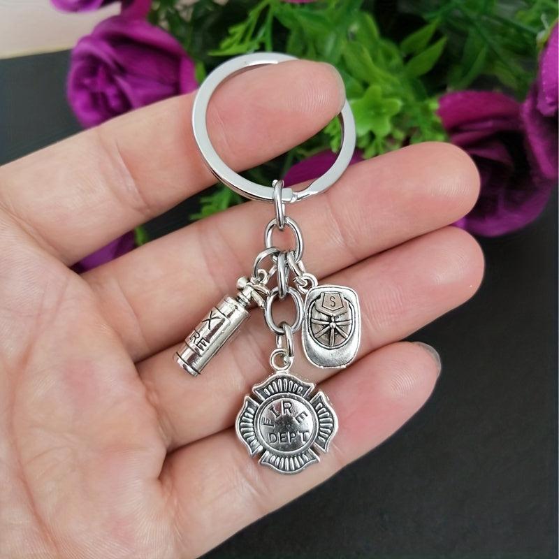 Fireman Keychain Fire Extinguisher Pendant Men's Keychain