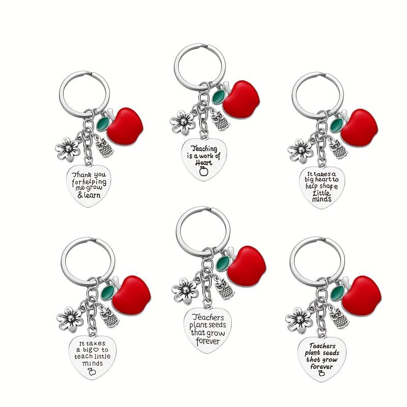 6pcs Teacher Gift Keychains Appreciation Bulk Christmas Back To School