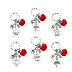 6pcs Teacher Gift Keychains Appreciation Bulk Christmas Back To School