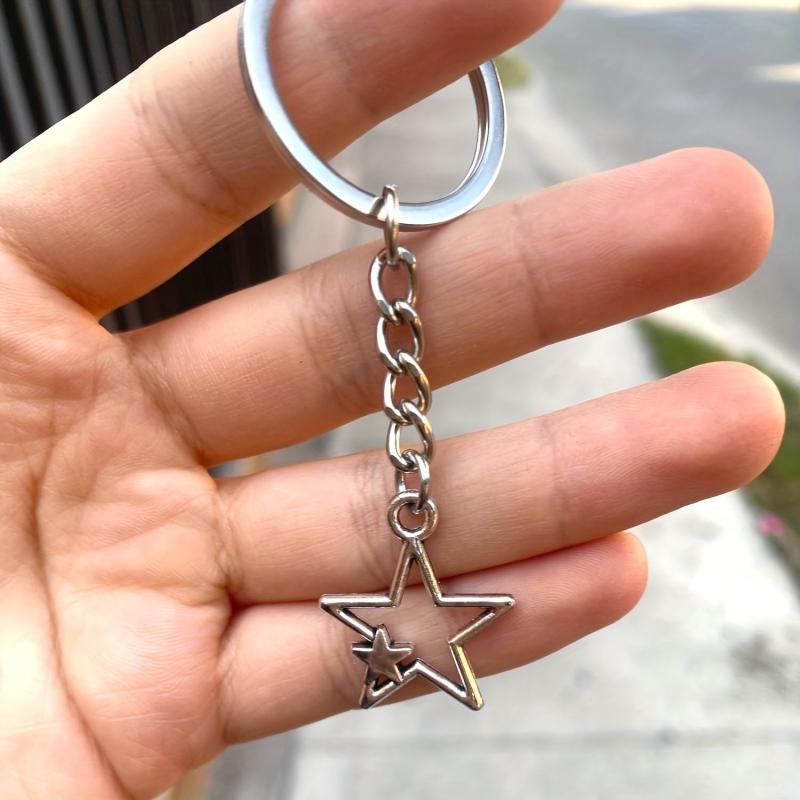 Vintage Star Keychain with Rhinestone Accents