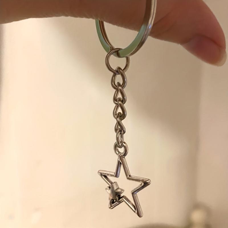 Vintage Star Keychain with Rhinestone Accents