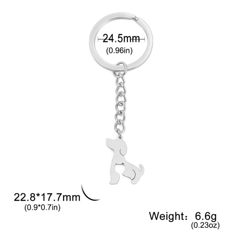 Dog Cat Animal Keychain Stainless Steel Key Ring Gift Women Men Kids