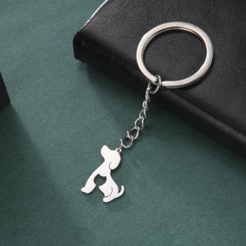 Dog Cat Animal Keychain Stainless Steel Key Ring Gift Women Men Kids